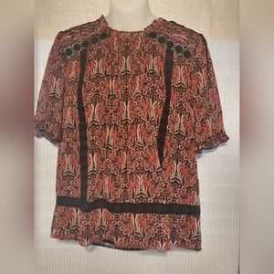 Daniel Rainn Tina Lace Embroidered Peacock Blouse S